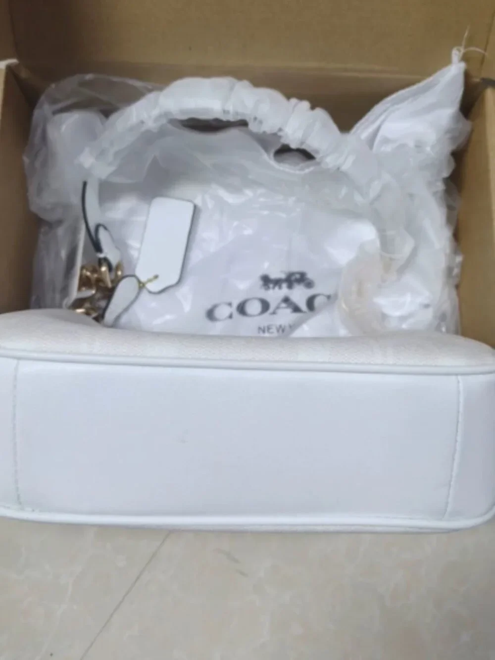 Coach Teri 2Way Shoulder Bag CA548 Signature Canvas White Smooth Leather Outlet